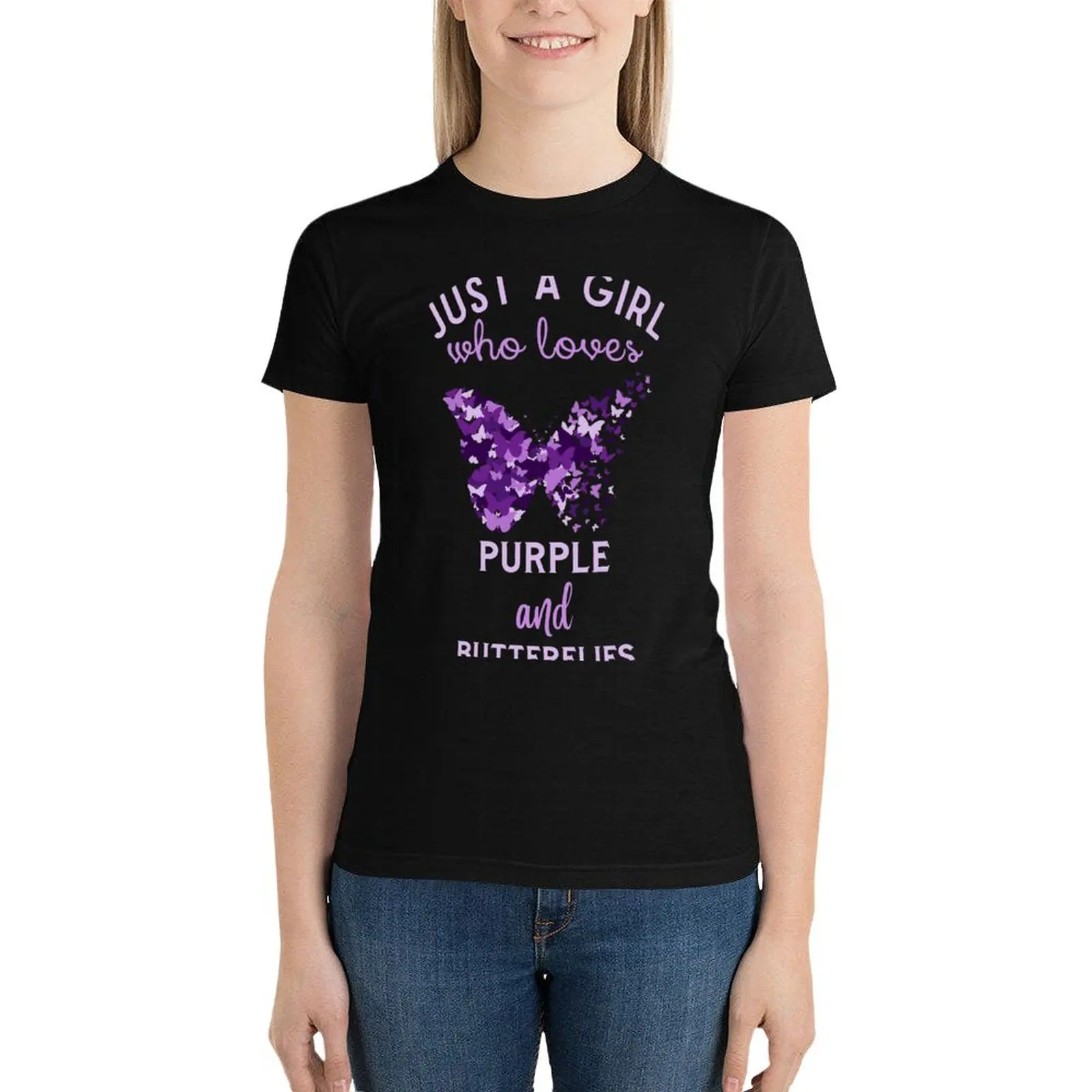

Love Purple and Butterflies T-Shirt animal print shirt for girls hippie clothes summer tops Summer Women's clothing