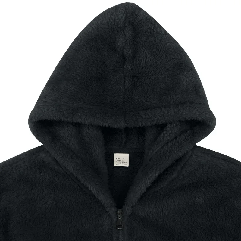 Herren-Doppelseitige Arctic Fleece Loose-Fit Kapuzenjacke mit Reißverschluss – Detail 6