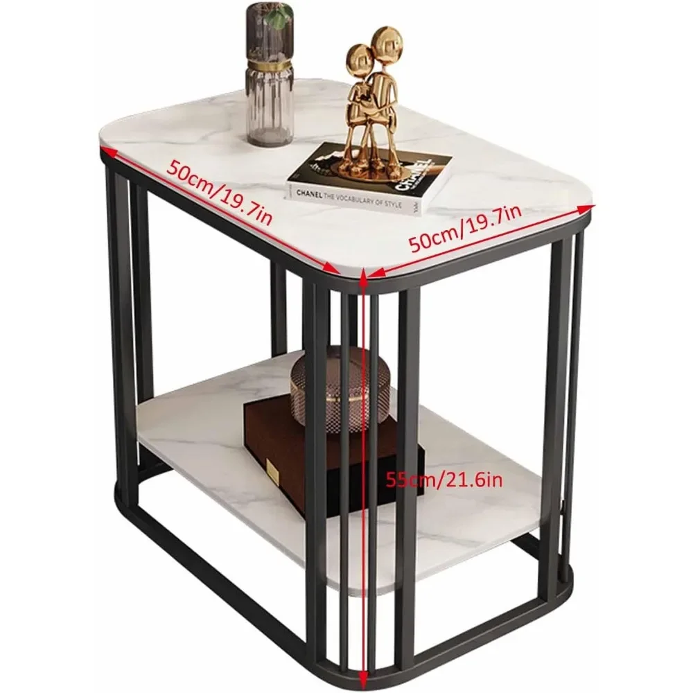 End Table with Storage, 2-Tier Side Table with Metal Frame,Modern Coffee Table for Small Spaces,Small Bedside 2