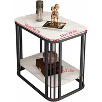 End Table with Storage, 2-Tier Side Table with Metal Frame,Modern Coffee Table for Small Spaces,Small Bedside 2