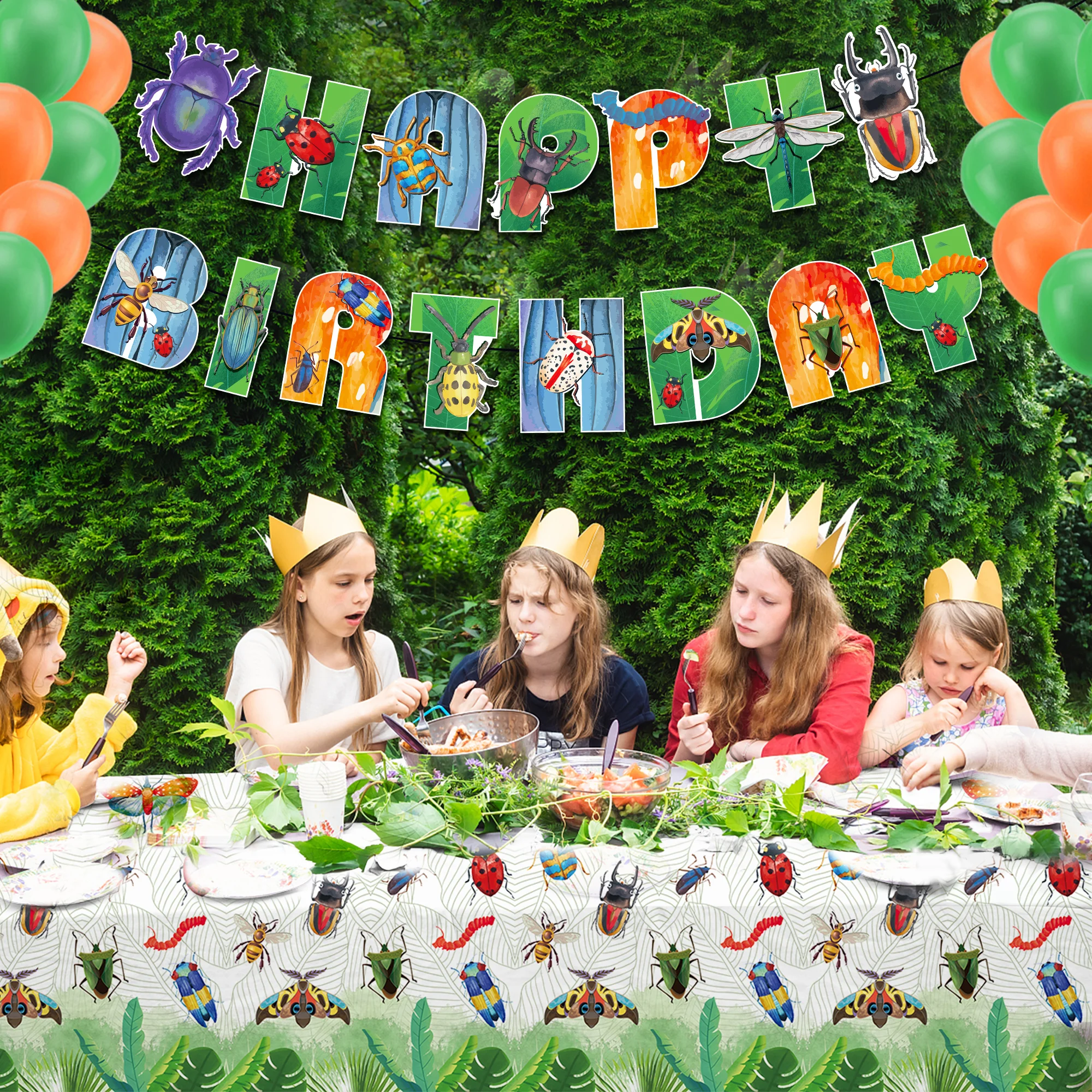 Einweggeschirr mit Insekten- und Libellenmuster, Teller, Servietten, Cupcake-Tischdecke für Geburtstagsfeiern, Geschirrdekoration, Partydekoration – Detail 4