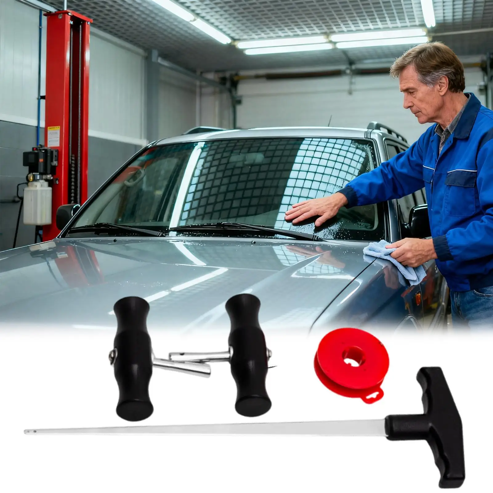 윈드실드 제거 키트 T자형 스틸 빈티지 자동차 수리 도구 자동차 유리 절단 고정 글레이징 제빙 윈도우용