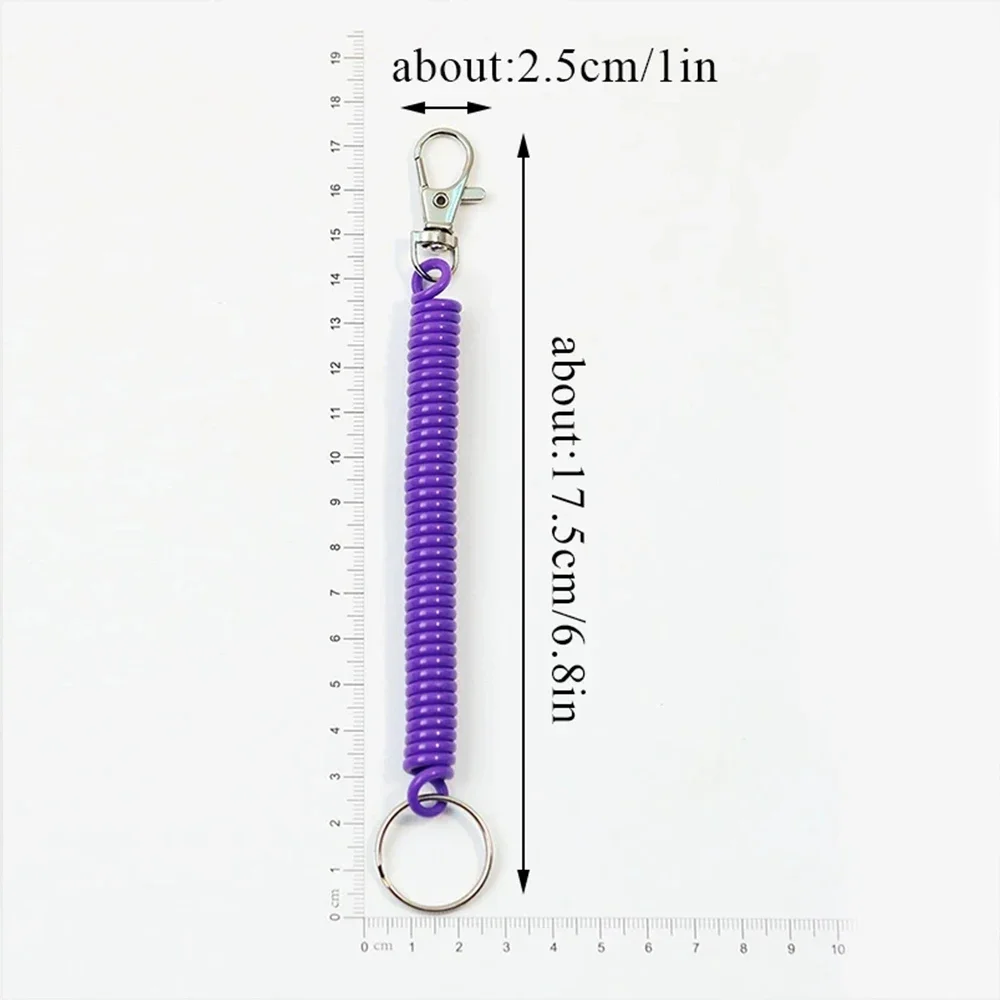 Colourful Retractable Spring Coil Keychain Anti-Lost Stretch Cord Safety Keyring With Metal Lobster Clasp For Girls Phone Wallet