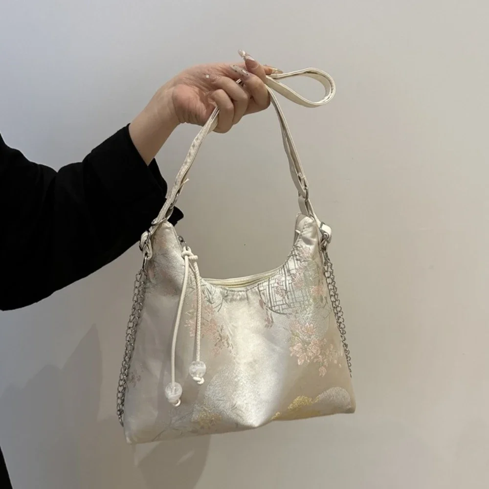 Elegant Chinese Style Backpack Large Capacity Multipurpose Women's Shoulder Bag Exquisite Embroidery Ancient Underarm Bag Travel