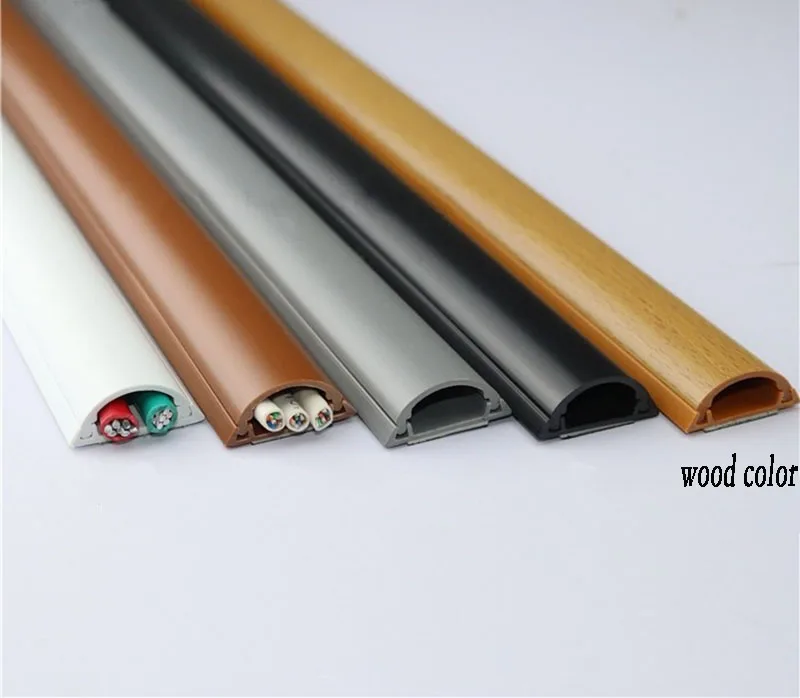 4pcs ( 50cm/pc) Plastic Cord Duct Cover Wire Management Cable Raceway Wood color for 3 wires