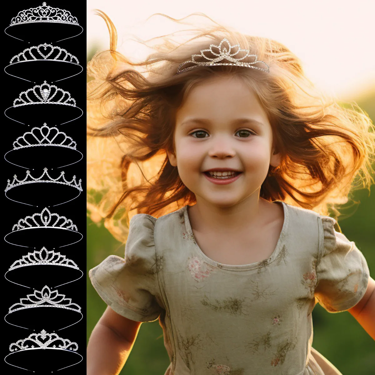 Fashion Kids Rhinestone Tiara Princess Headband for Girls Bridal Crystal Crown Tiara Wedding Flower Girl Hair Jewelry