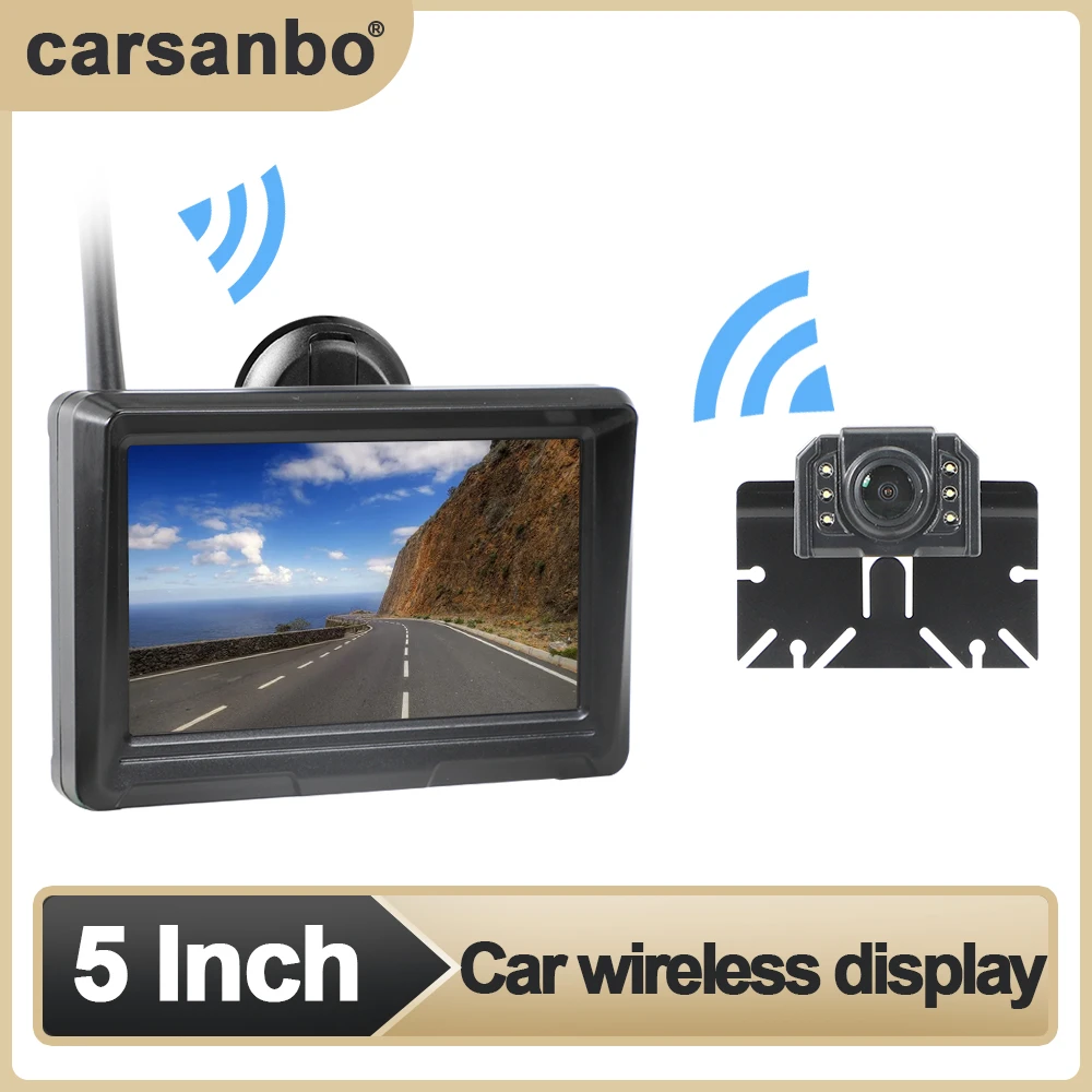 Car Wireless 5-inch Monitor Rear View Reversing Camera Can Receive Signals Within 300M, with Digital Signal Automatic Parking headrest screen