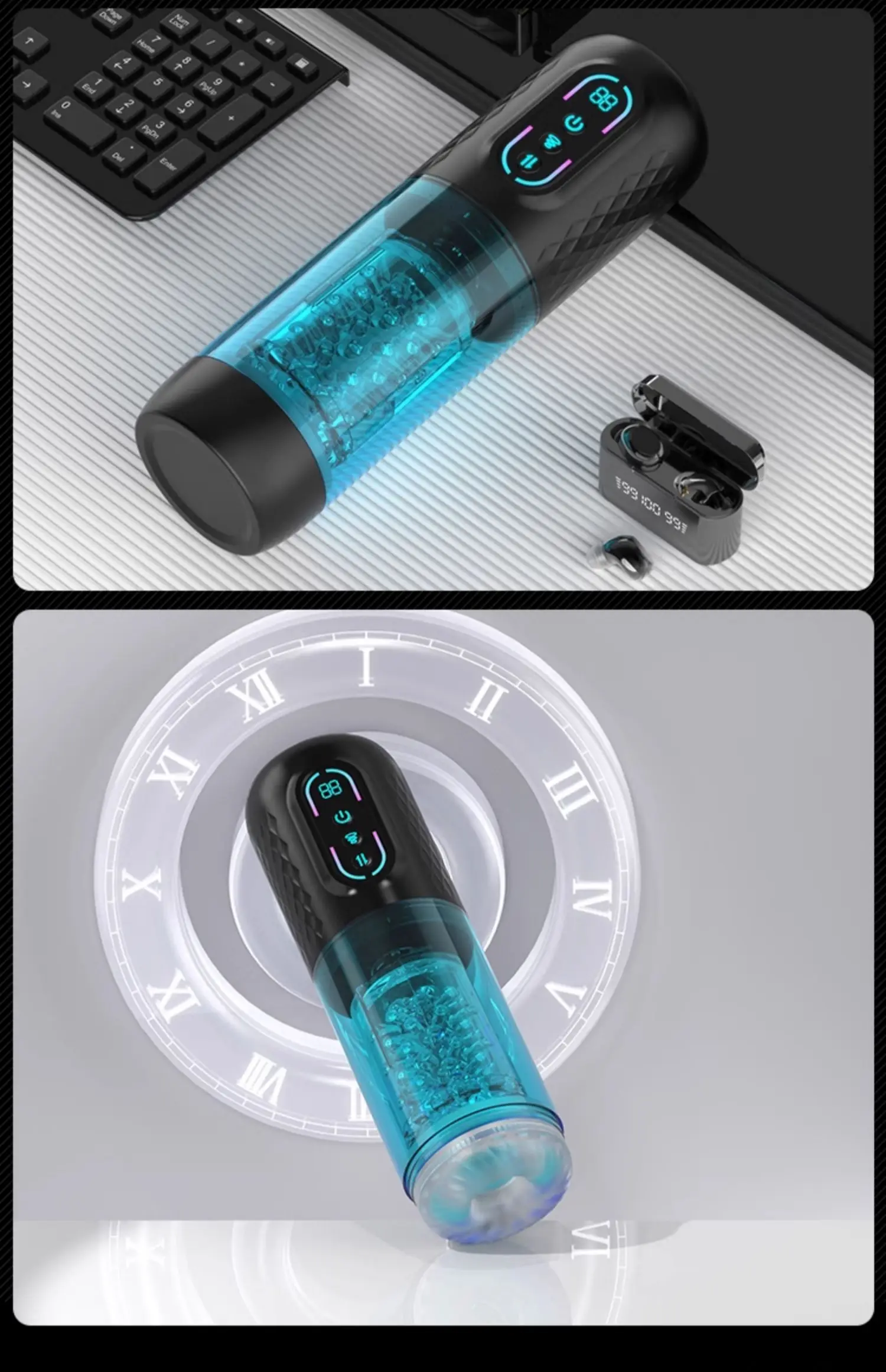HeartCaptor Electric Thrusting Rotating Piston Stroker for Men Automatic Telescopic Masturbation Cup TPE ABS Material - Details 23