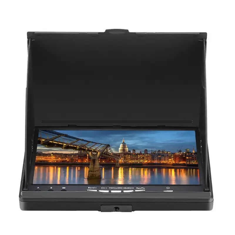 Vue arrière du moniteur FPV 7 pouces LCD5802D avec connecteurs et antennes double récepteur