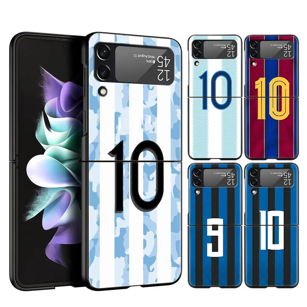 Z Flip 4 Custodia Per Telefono Per Samsung Galaxy Z Flip 3 5G Zflip3 Flip3 Zflip Flip4 Cover Rigida Nera Football Number 7 10 Soccer Shell