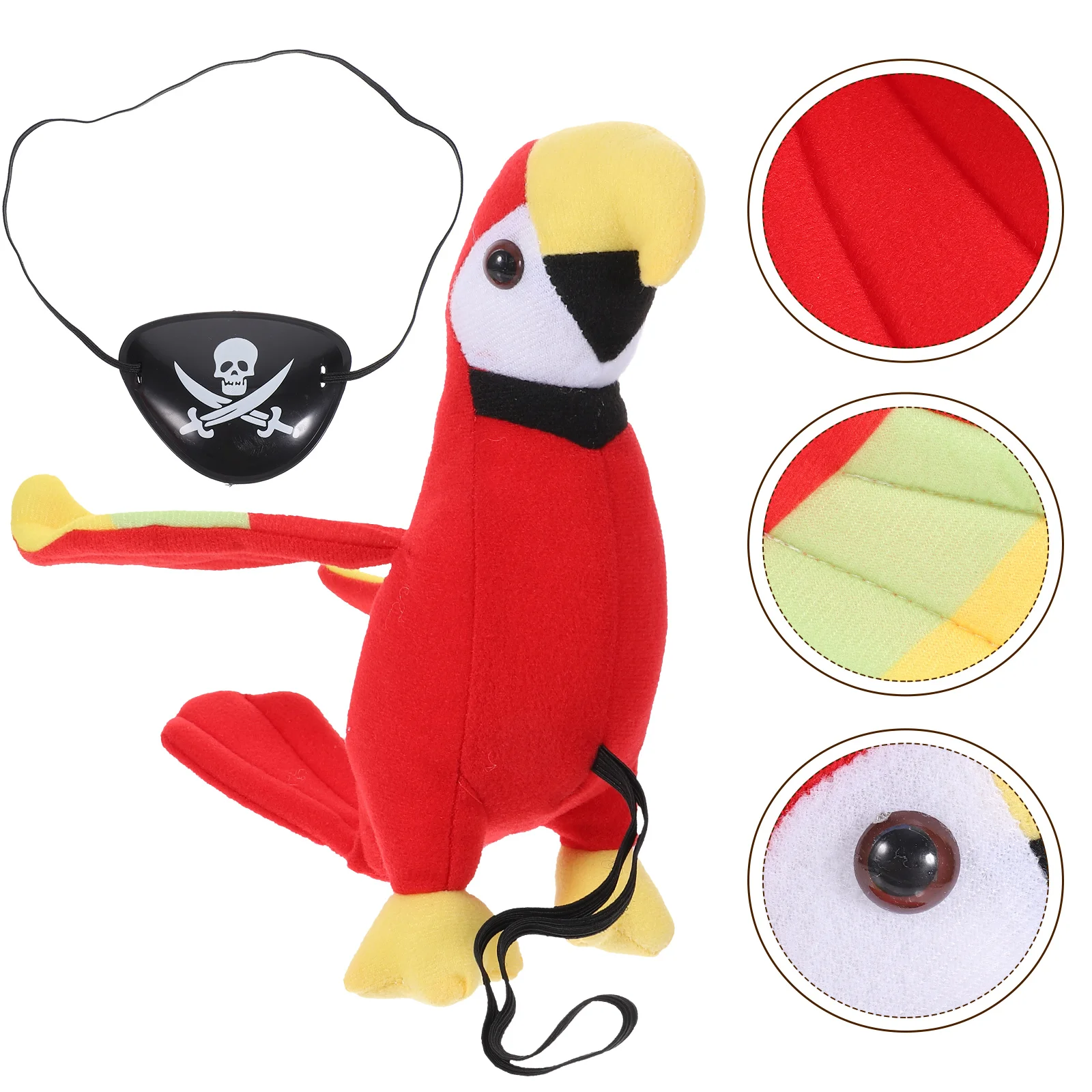 

Plush Standing Shoulder Pirate Parrot Halloween Party Pirate Role-Playing Props (Hanging Shoulder Parrot + Eye Patch C)