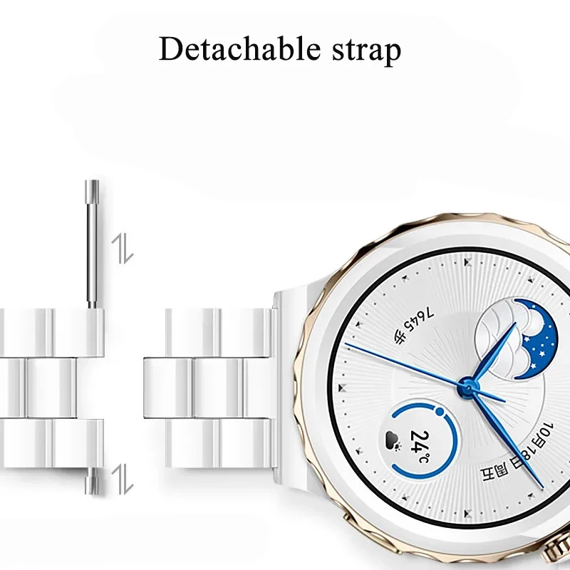 20mm  Ceramic Strap For Huawei Watch GT 3 Pro 43m,White Ceramic Watchband For Huawei Watch GT3 42mm / GT2 42mmWristband