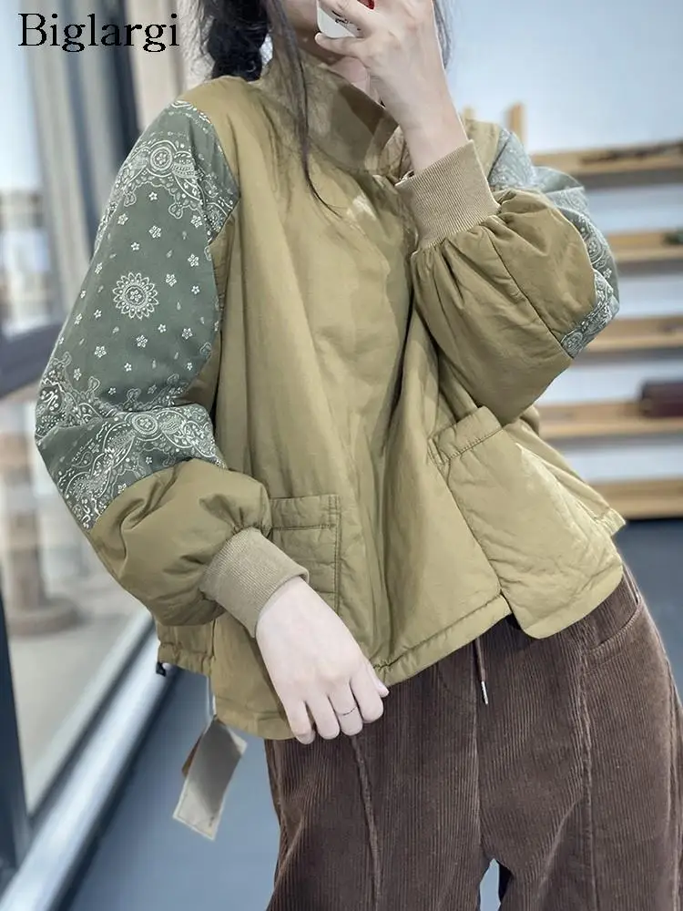 

Oversized Autumn Winter Cotton Pullover Sweatshirt Women Floral Print Modis Patchwork Ladies Sweatshirts Loose Woman Tops 2023