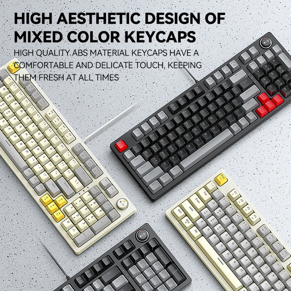 Mechanical Keyboard 96+1 Keys Wired Gaming Keyboard High-quality ABS Dual Color Molding Keycap Blue Switches