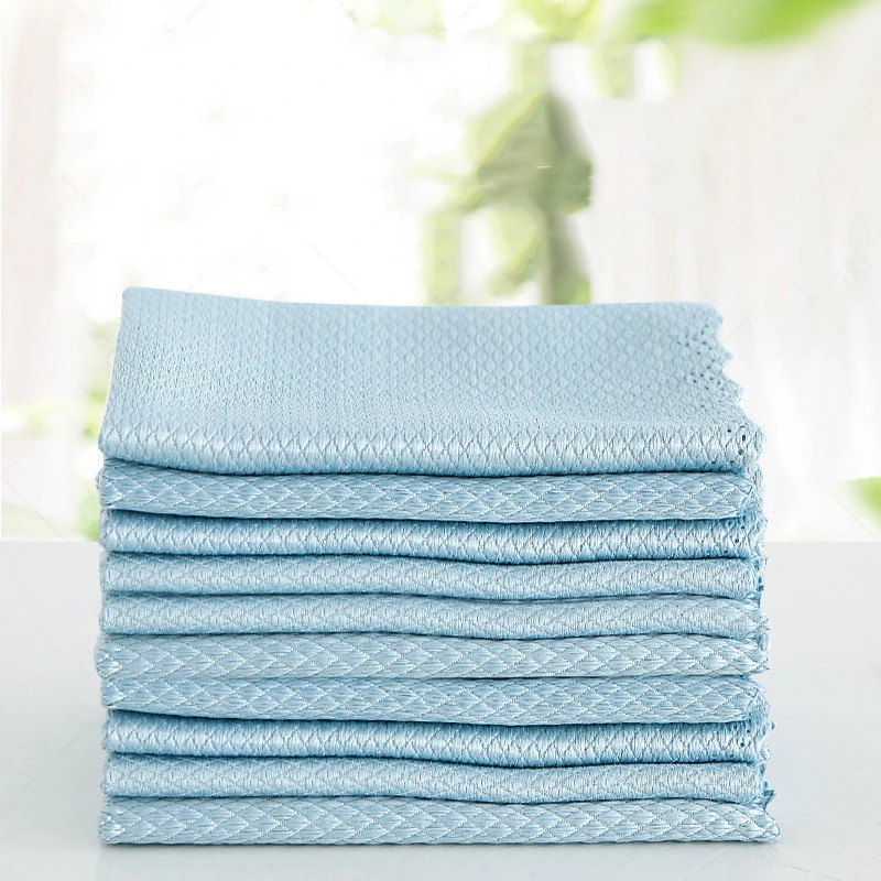 10pcs Microfiber Polishing Cloth 30*40cm Luxury Fish Scale Cloth for Kitchen Window Car Mirror Household