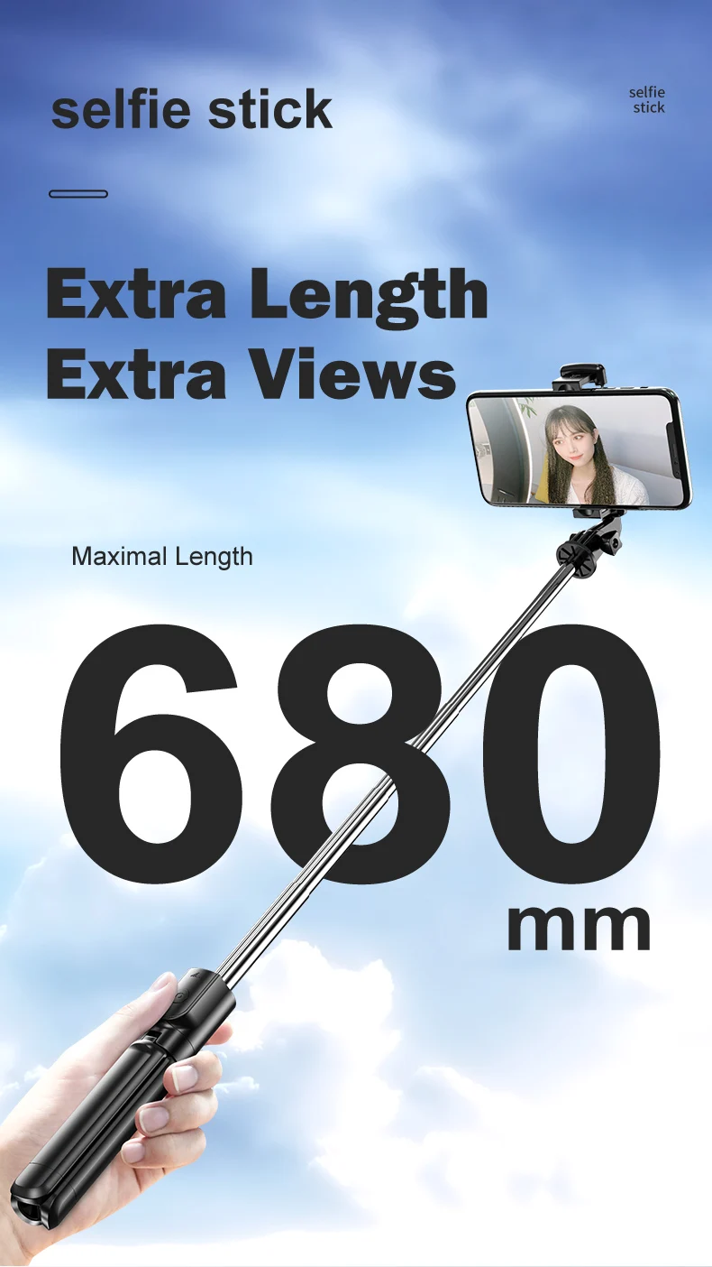 Tripod Selfie Stick Foldable Detachable Remote Shutter S03 For Smart Mobile Phone