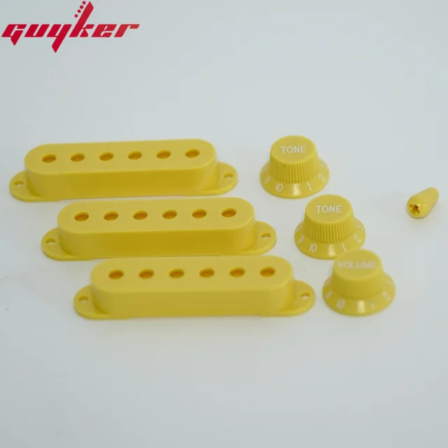 Set Copri Pickup E Manopole Per Chitarra Stratocaster - Bianco Con Dettagli Dorati - Foto 13