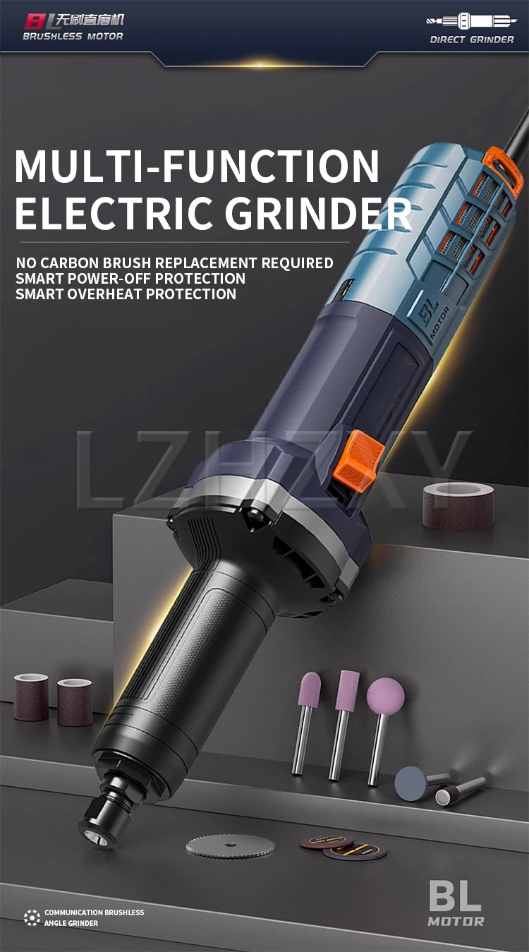 Brushless Electric Grinder Compact Handheld Grinding & Polishing Tool 1350W Elec