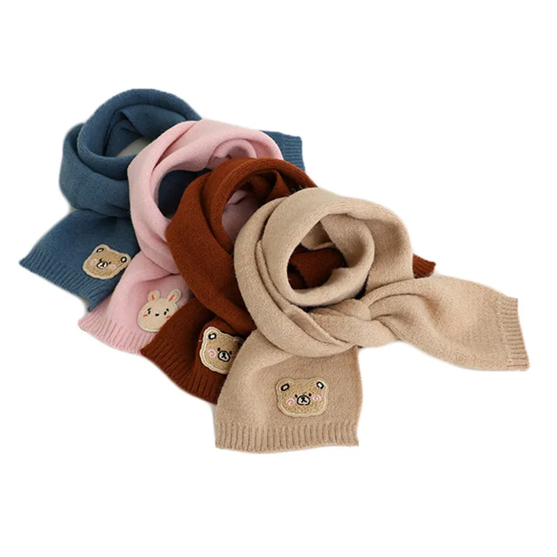 

Autumn Winter Cartoon Children Scarf Baby Warm Knitted Scarves For Boy Girls Wrap Shawl Outdoor Soft Kids Neck Scarf Accessories