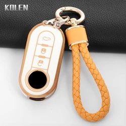 Premium TPU Car Key Case Cover with Keychain (GE - White set)