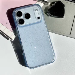 Luxury Bling Glitter Clear Shockproof Armor Case with Transparent Lens Protection - iPhone 17 Pro (Bule)