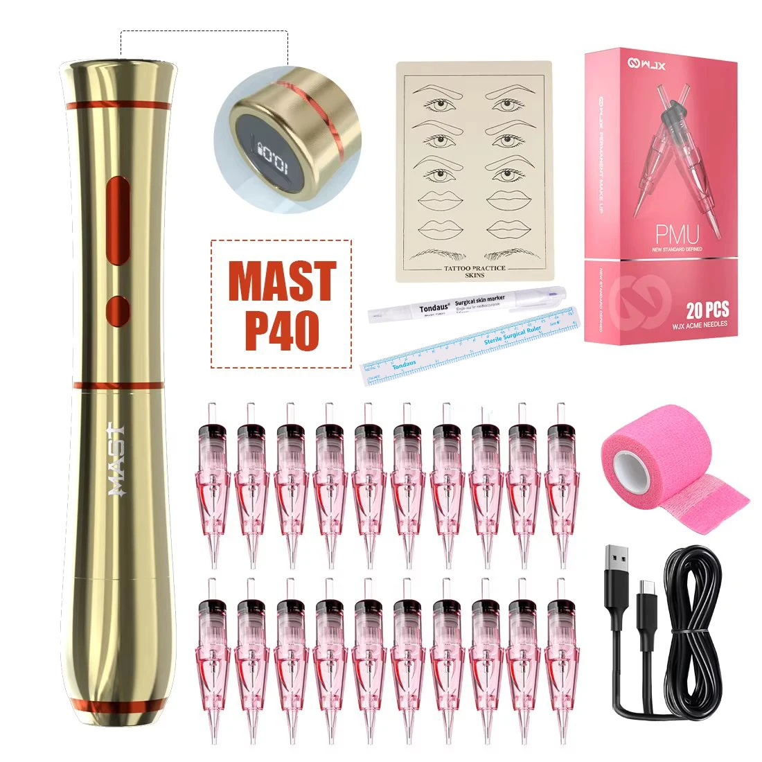 最終価格　MAST アートメイクマシン マストピース40アートメイクロータリーペンマシン、カートリッジ付き