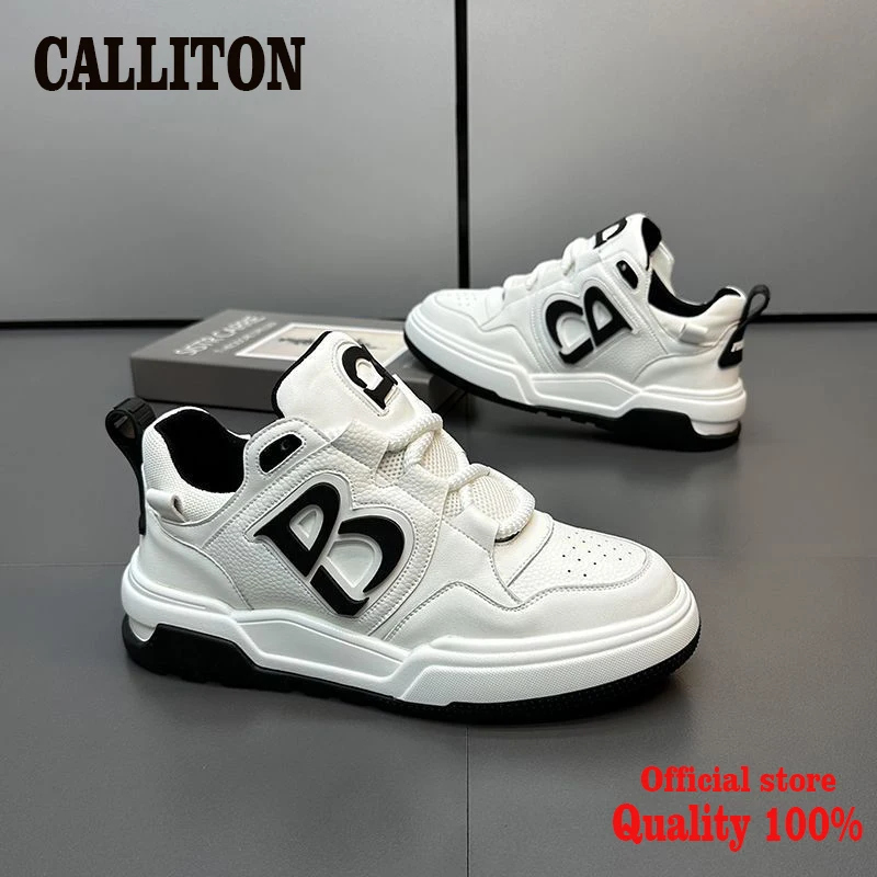 

CALLITON Men's Shoes 2023 Spring New Breathable Artificial Leather Lace-up Fashion Versatile Casual Sports Anti Slip Durable