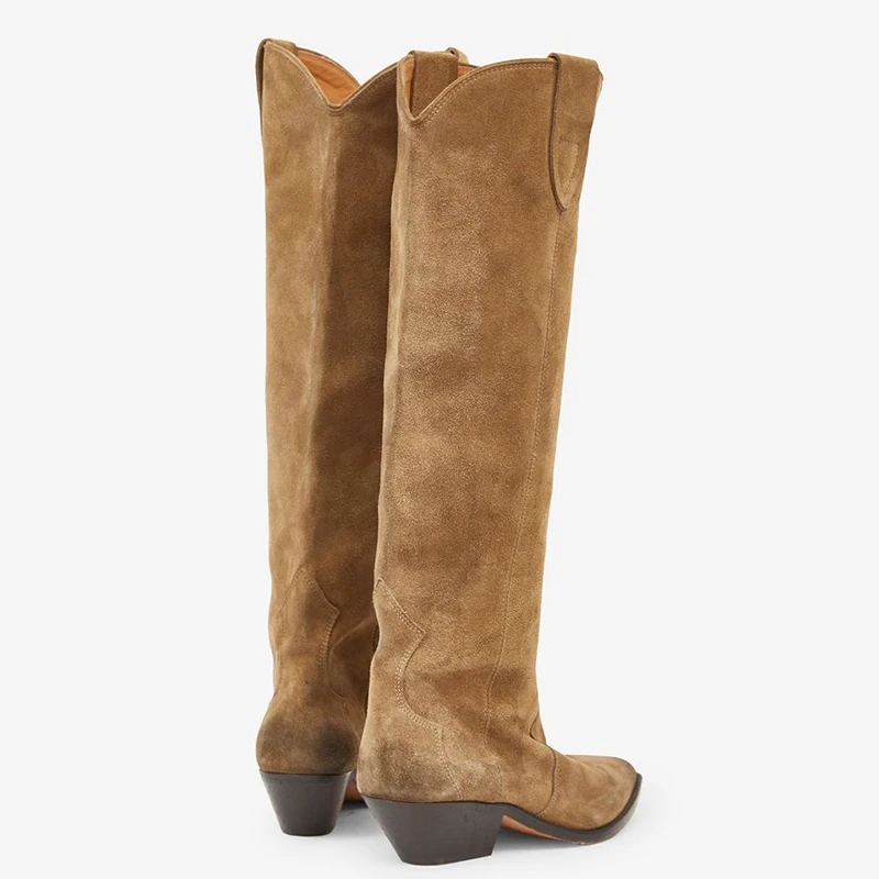 ALIAS MAE Platform Women's Winter Suede Simple Knee Long Chelsea Boots 2023 New Pointed Fashion Boots