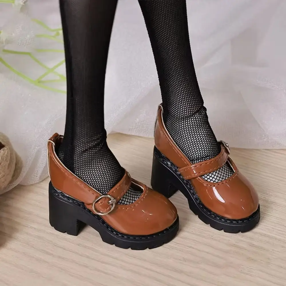 Fashion Thick Sole Bjd Doll Shoes High Heels Round Toe Doll Leather Shoes 6cm* 3cm Casual Wear 1/4 Doll Shoes DIY Toys
