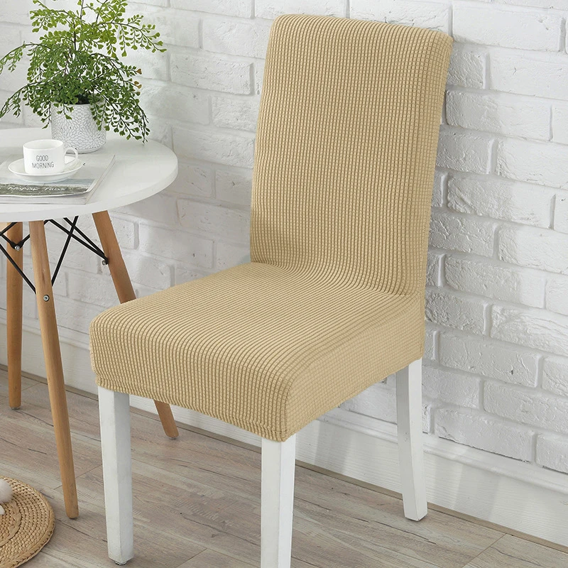 Description Picture 4 of itemStretch Dining Chair Covers Feature Textured Checked Jacquard Fabric Ventilate Chair Slipcover Thick Chair Protectors For Home