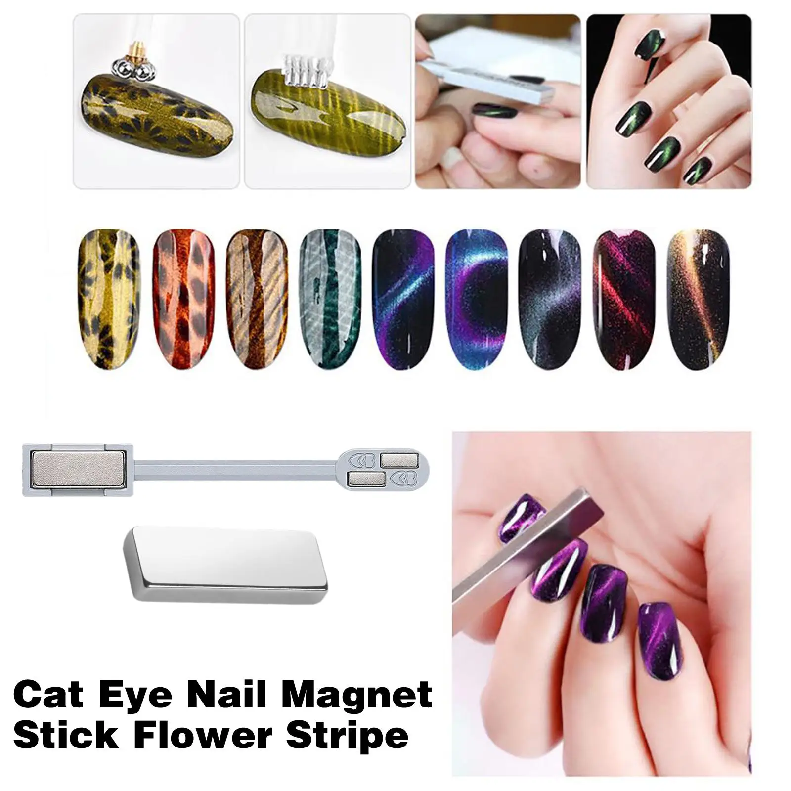 Double Heads Magnet For Cat Eye Gel Glitter Square/Round Designs Magnetic Stick 3d Line Strip Effect Strong Magnetic Pen Tools