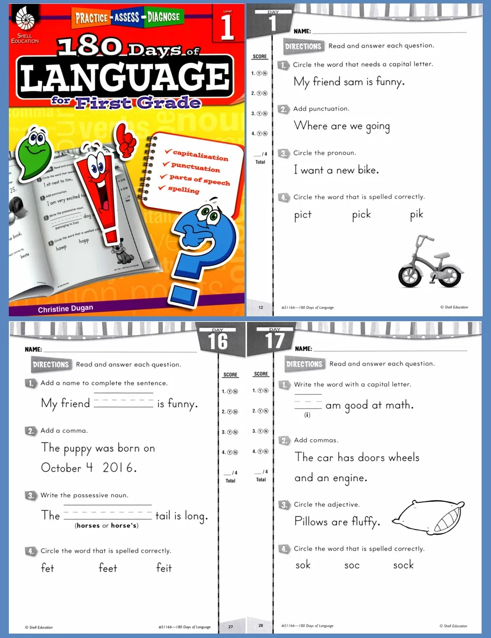Children 180 Days of Language Level K- 6 Build Grammar Skills Reading Comprehension Skills Practice Workbook for Kid 3