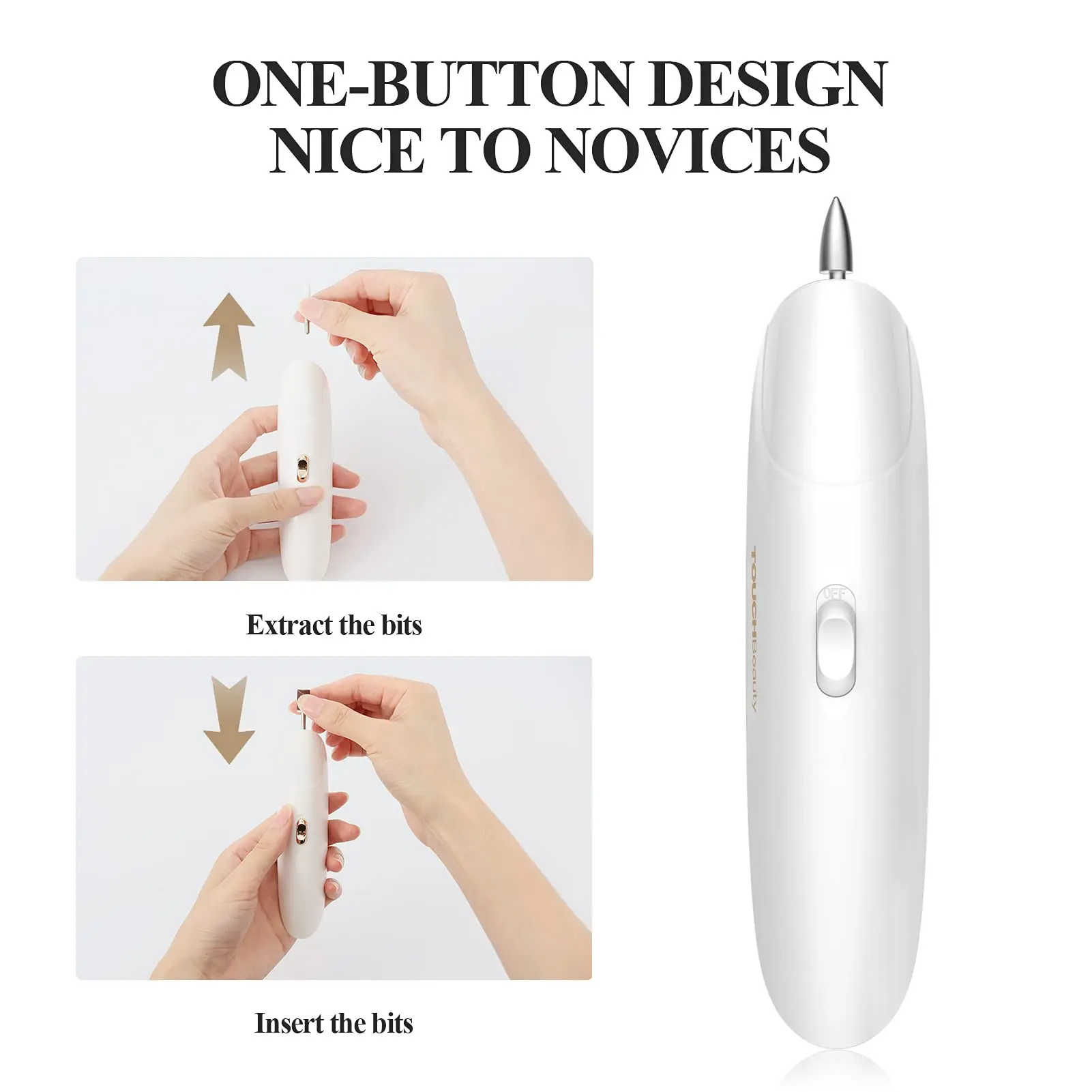 TOUCHBeauty Electric Nail File, Salon Nail Kit Filer with LED Light, E Nail Drill for Natural Nails Shape Tools for Feet/Hands T 6