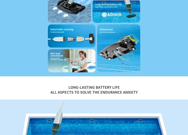 Lydsto Cordless Robot Pool Vacuum Cleaner S1 Automatic Pool Vacuum Cleaner Wireless Robot Vacuum Cleaner for Pool Auto Parking 3
