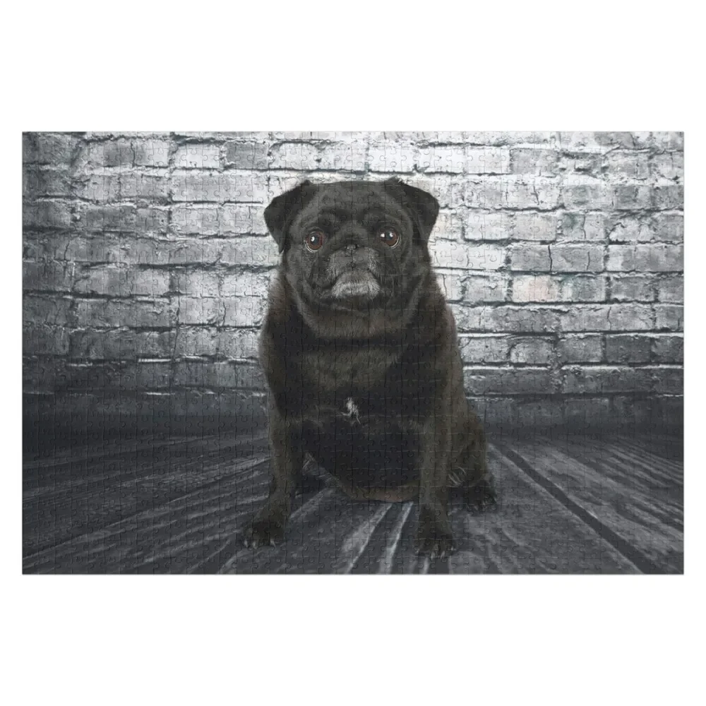 

Black Pug & Brick Wall Jigsaw Puzzle Wooden Adults Christmas Gifts Puzzle