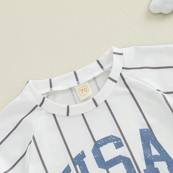 Boys American Flag Independence Day Outfits Short Sleeve Striped Tops and Shorts Set 2 Pieces Summer Clothing 2