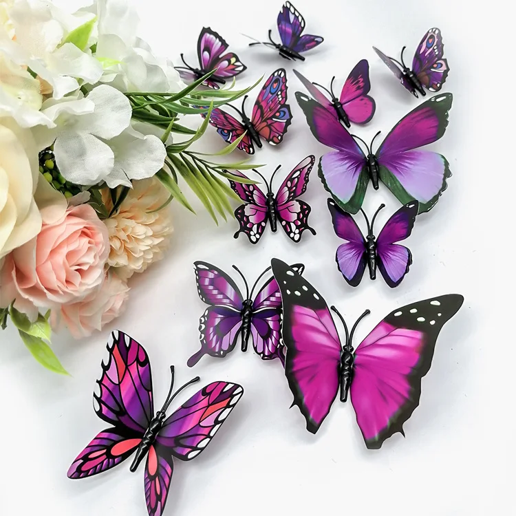 12 teile/satz mehrfarbige Schmetterling Wanda uf kleber Wohnzimmer Schlafzimmer Dekor für Hochzeits dekoration Schmetterlinge nach Hause verschönern Abziehbilder – Detail 4