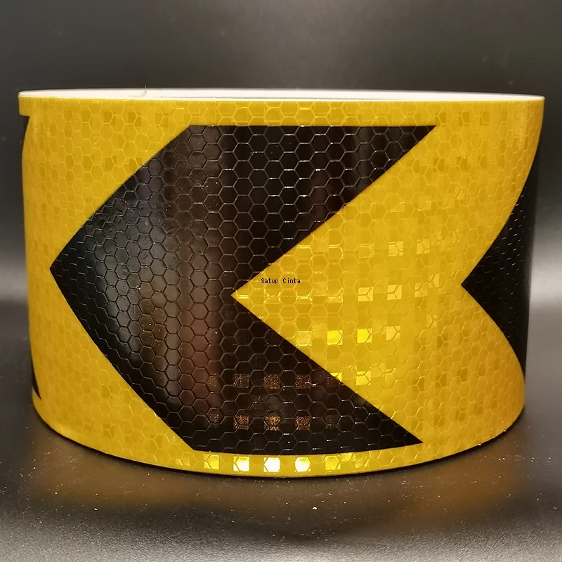 5cm/10cm/20cm*5M Arrow Reflective Hazard Safety Tapes Yellow-Black Warning Caution Reflectors Strips Adhesive Stickers For Trail 5