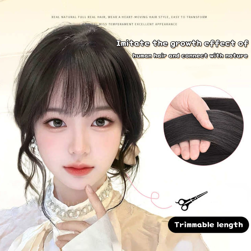 Brown Synthetic Hair Clip In Bangs For Women