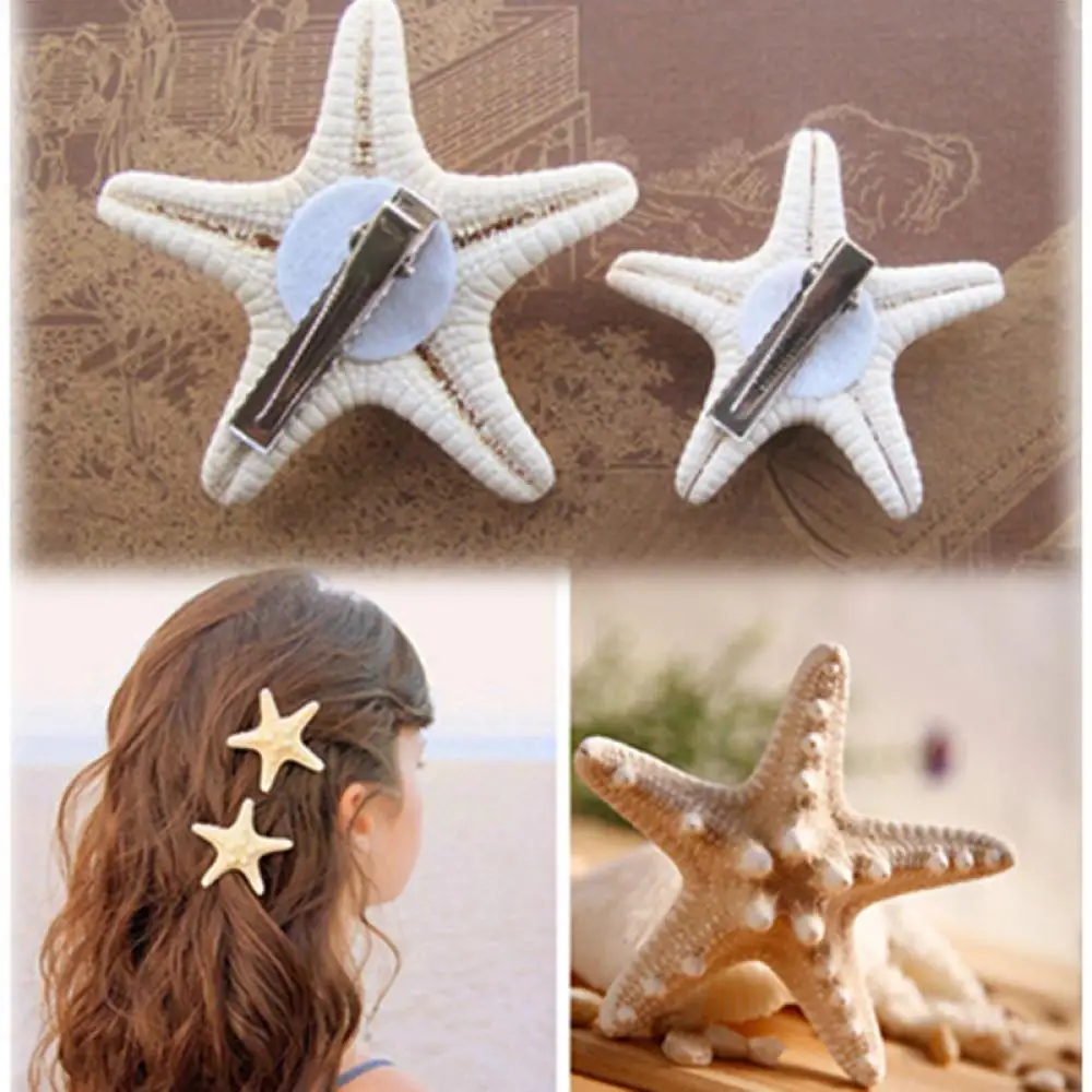 

Natural Girls Lady Beach Hairpin Star Sea Starfish Hair Clip Jewelry For 2 Pcs