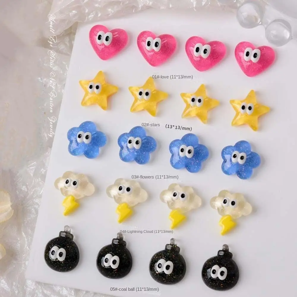 

5Pcs/set Cartoon Star Love Hearts Cloud Nail Decorations Nail Jewelry Fashion Resin Nail Art Drills Nail Rhinestones