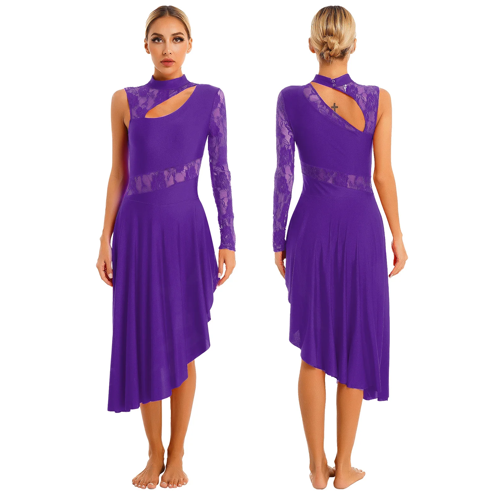 thumbnail image 1 of Vestido de baile de Jazz para mujer, traje de patinaje artístico, traje de actuación de baile latino de Tango lírico, vestido de salón moderno de manga larga, 1 of 5