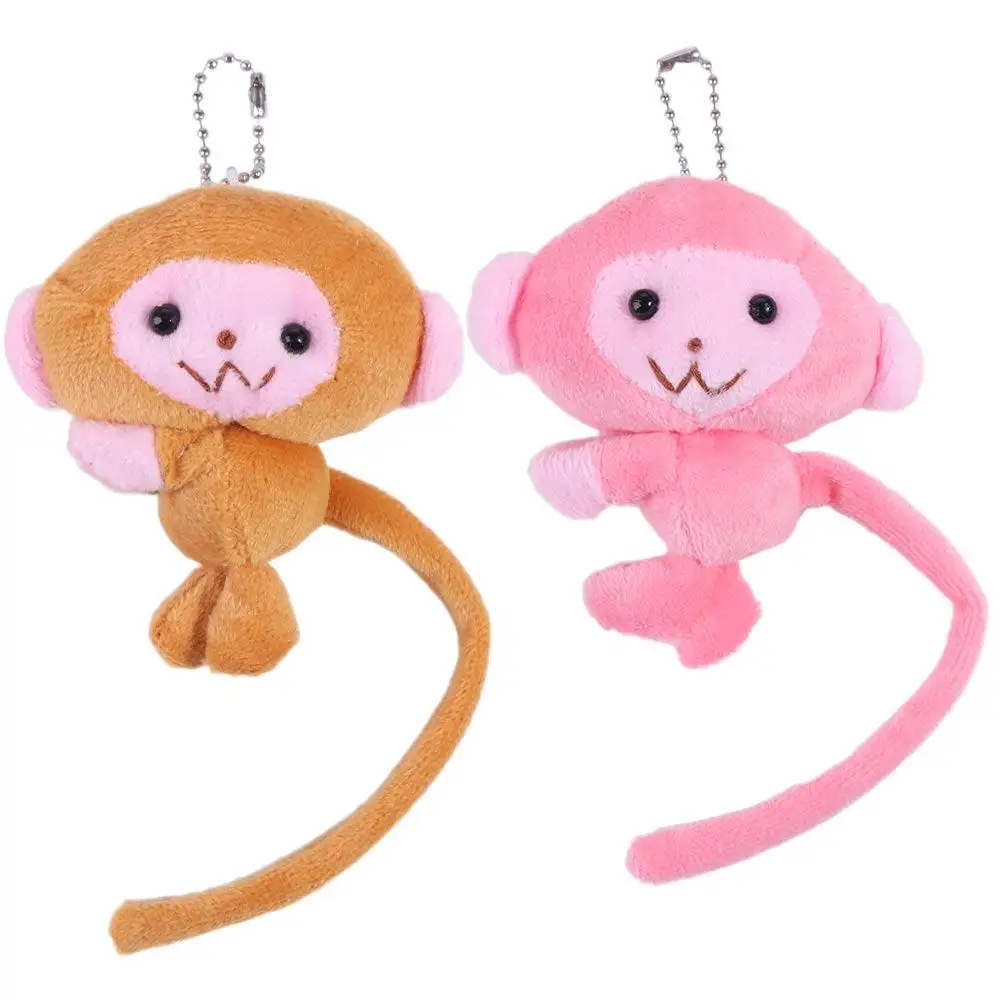 Long Tailed Monkey Doll Key Chain Stuffed Animal PP Cotton Monkey Pendant Bag Charm Soft Doll Plush Monkey Toy For Children