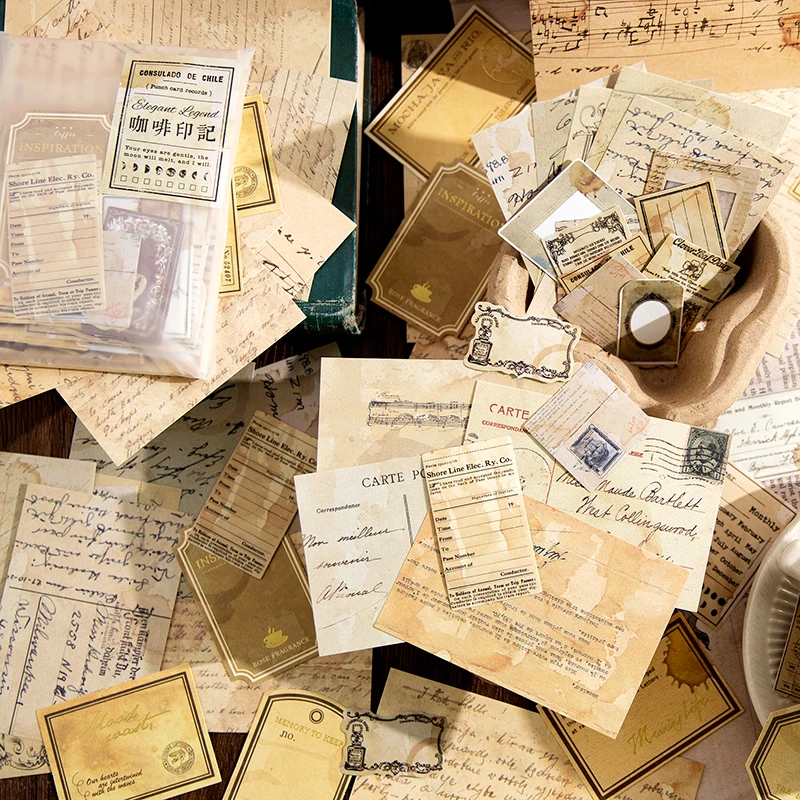 Journamm 100pcs/pack Vintage Memo Paper Kit DIY Scrapbooking School Supplies Junk Journal Collage Photo Album Aesth Notes Paper 5