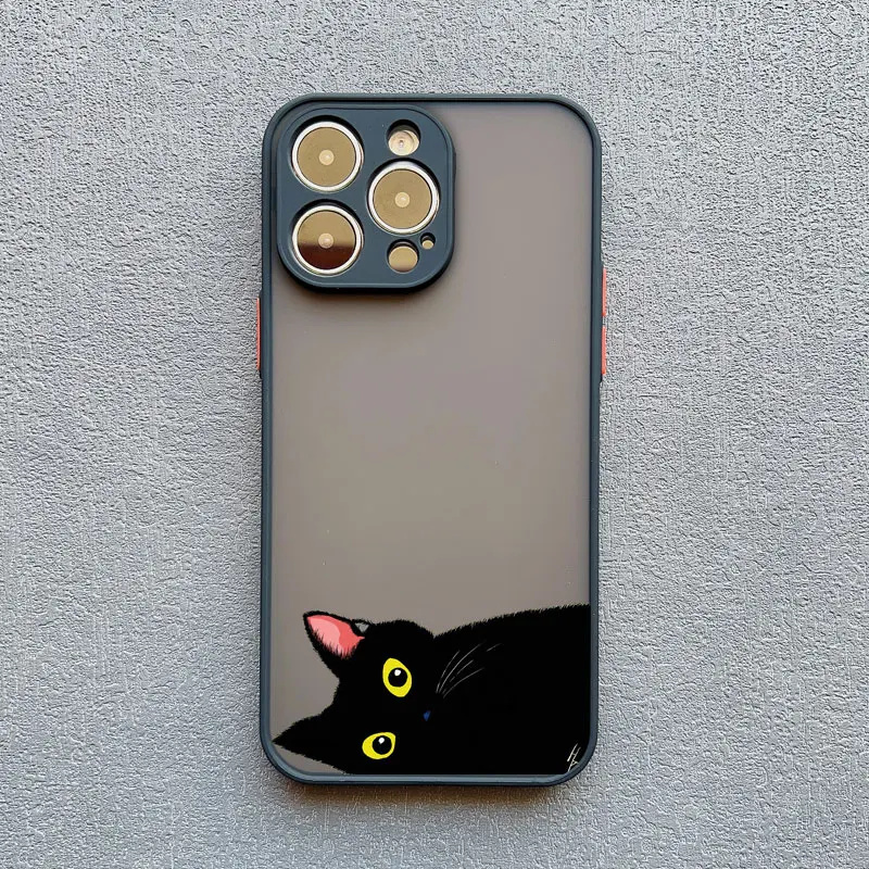 Schwarze, coole Katzen-Handyhülle mit Stoßschutz für iPhone 17 16 12 11 Pro Max 15 14 13 Pro Max Mini X XS XR 15 14 Plus Cover – Detail 4