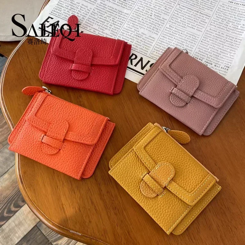 

Высококачественная кожа внутри и снаружи ультратонкая сумка для карт три сложения zero кошелек, встроенный тонкий кошелек