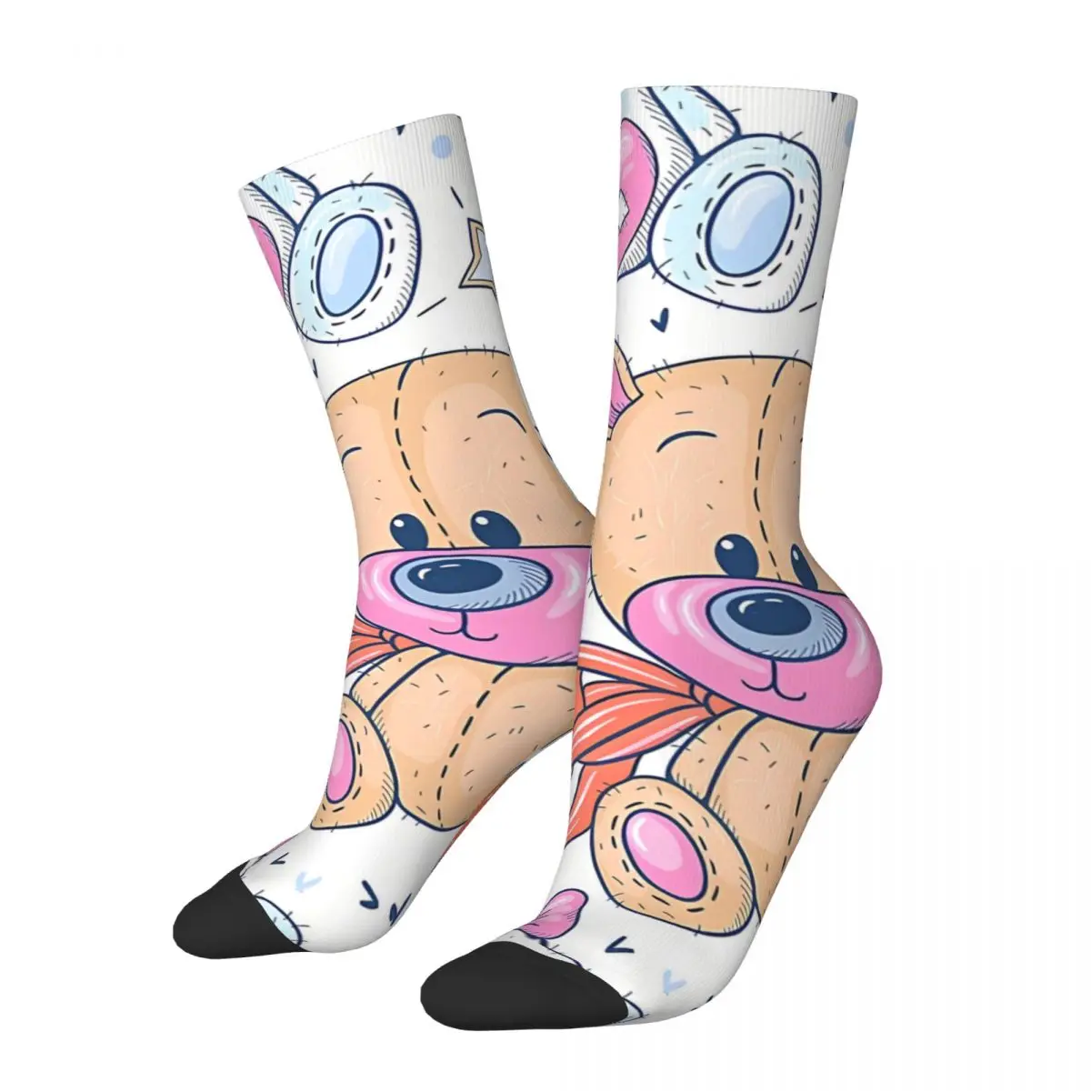 

Vintage Cute Bear Pattern Illustration Men's Socks Teddy Bear Unisex Harajuku Pattern Printed Crazy Crew Sock Gift