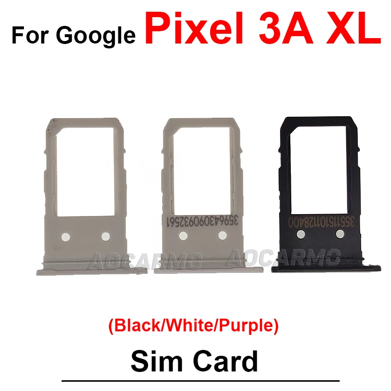 For Google Pixel 3 3A XL 3XL SIM Card Socket Slot Sim Tray Holder Black White Purple Pink Gold Repair Replacement Parts