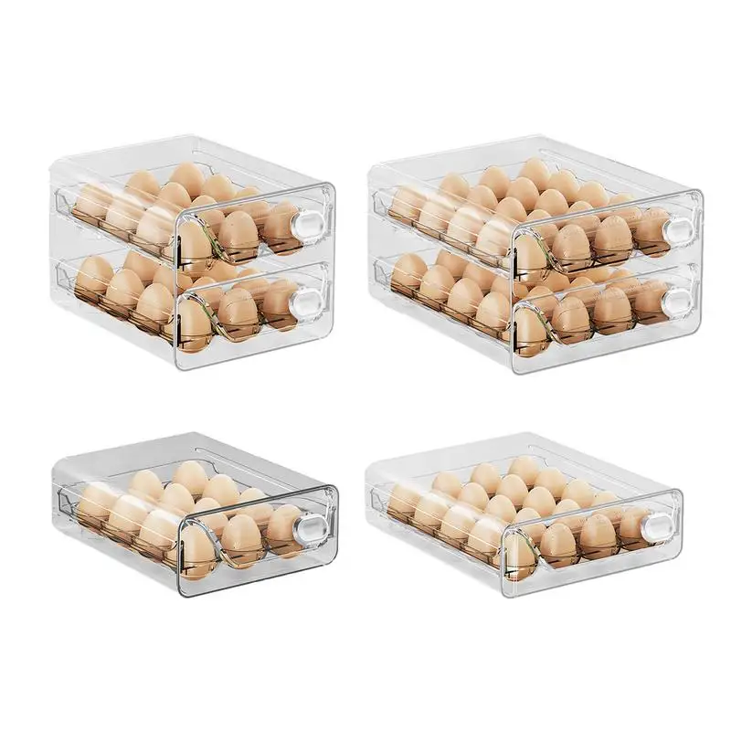 

Stackable Storage Bins Clear Plastic Egg Holder Refrigerator Egg Storage Organizer Egg Holder For Fridger Space Saving Egg Box