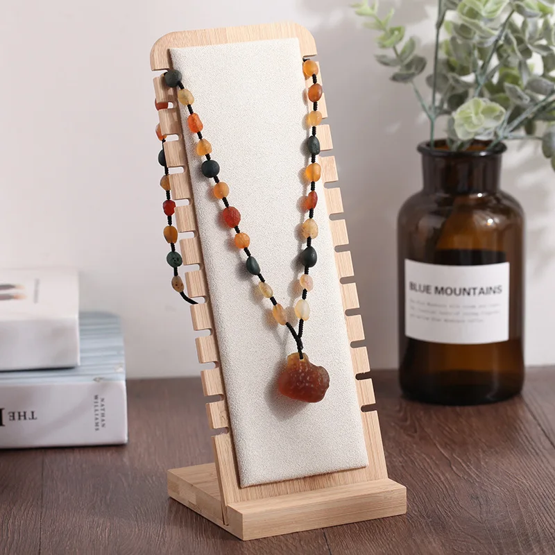 Bamboo Jewelry Organizer Necklace Display Stand Bracelets Pendant Storage Shelf 